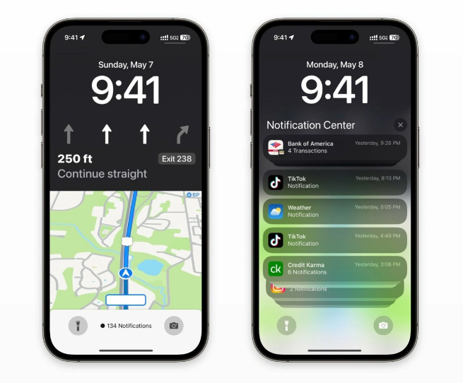 新田苹果维修服务分享iOS17锁屏地图导航半屏显示长什么样 